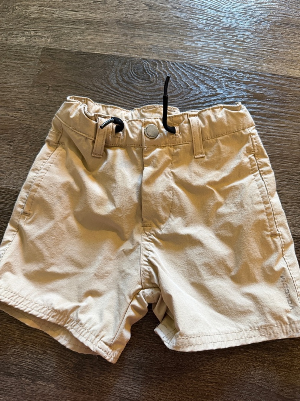 Volcom Toddler Boys Shorts Khaki Brown Lightweight Pockets Snap Zipper 12 Month